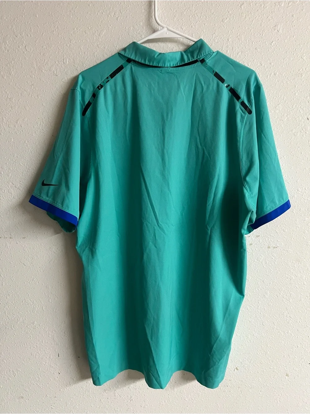 Nike Men's Teal Polo with Blue Trim
